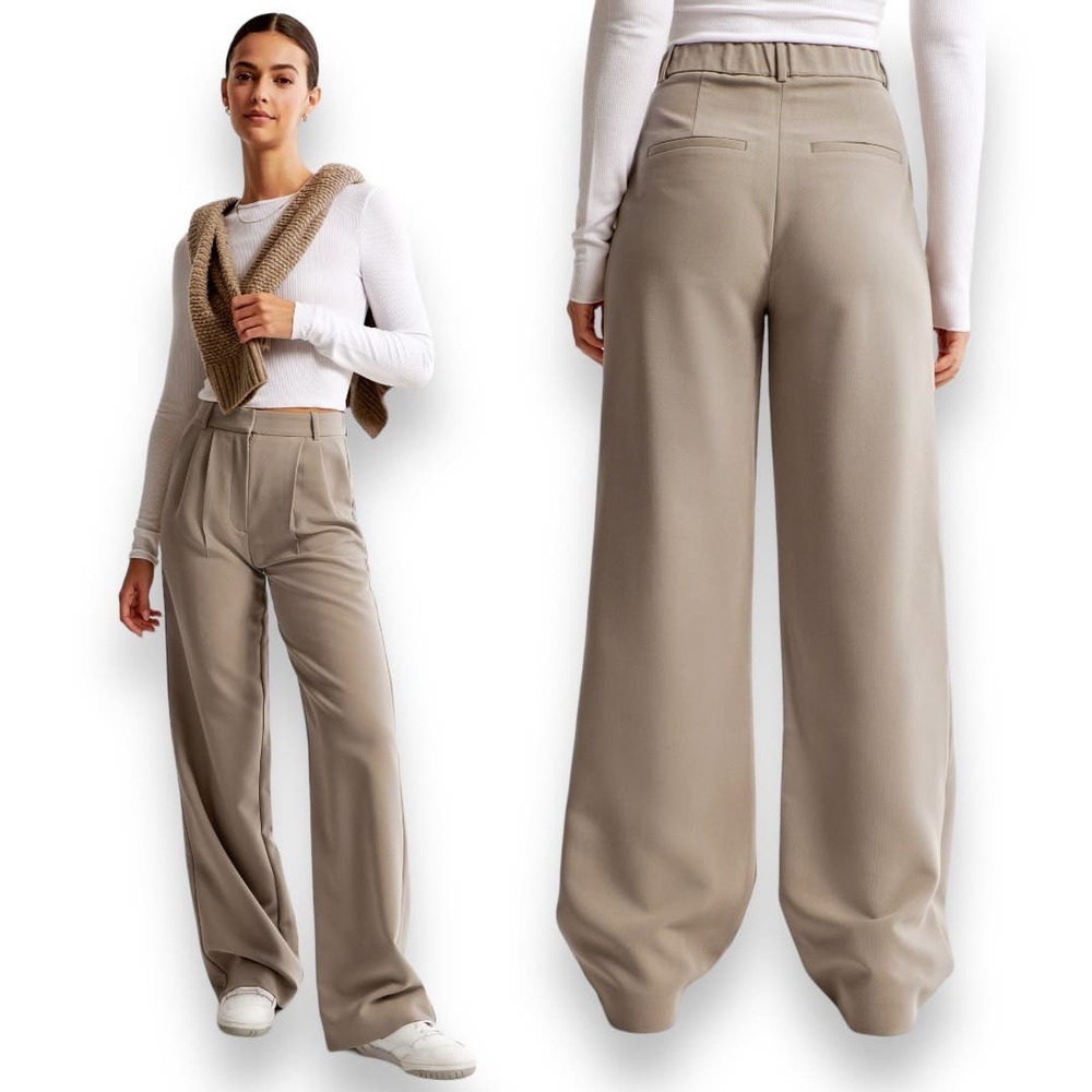 NWOT Abercrombie & Fitch Tan Wide-Leg Trousers